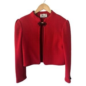 VTG Butte Red Ribbed Oriental Detail Bolero Jacket S/M
